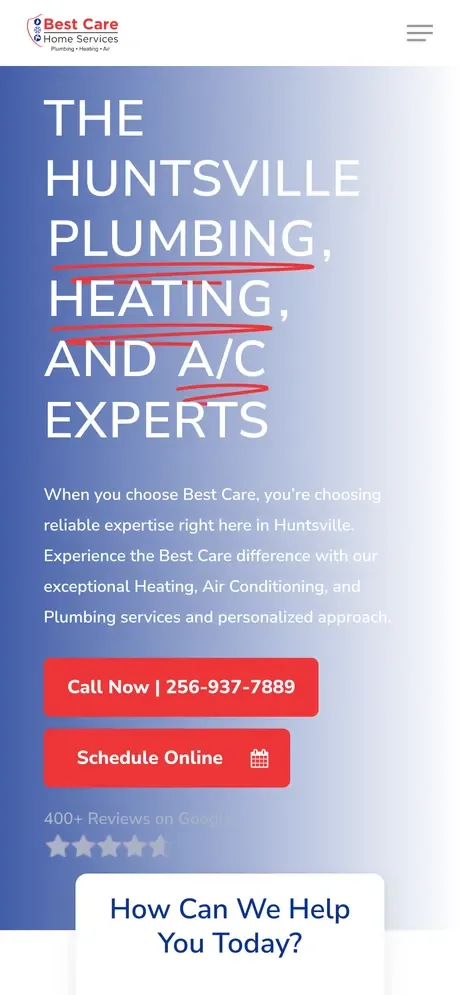 The Best Care Home Services website on a phone as it was, archived October 6, 2024