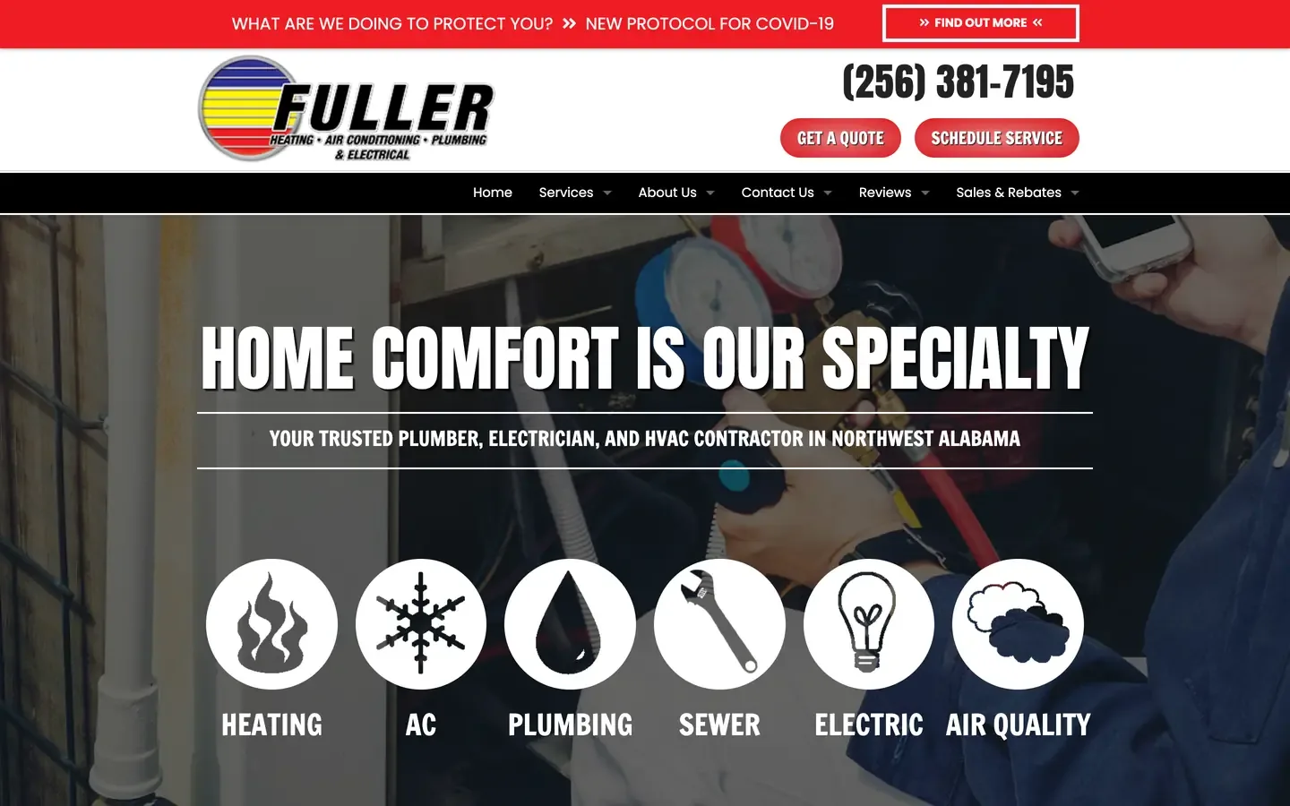 The Fuller Heating, Air Conditioning, Plumbing & Electrical website as it was, archived May 26, 2024