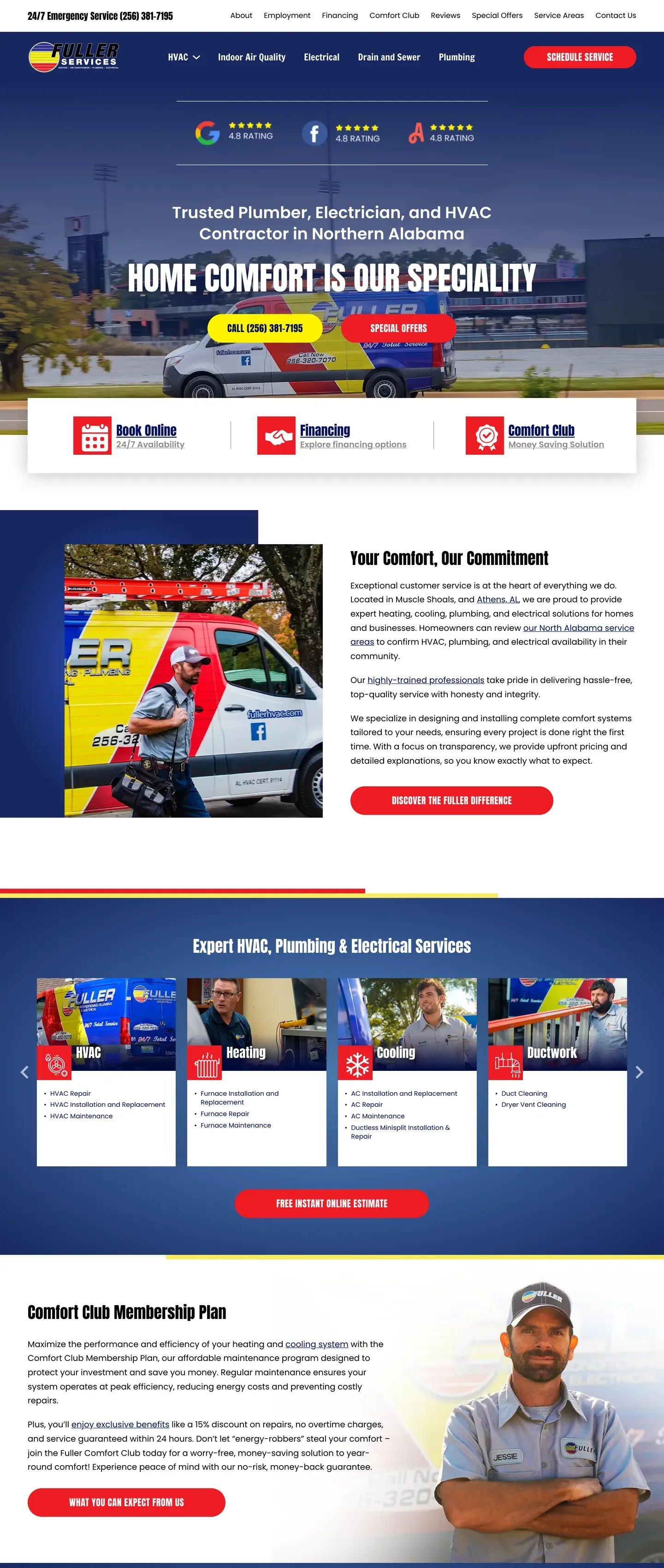 The Fuller Heating, Air Conditioning, Plumbing & Electrical website on a desktop screen
