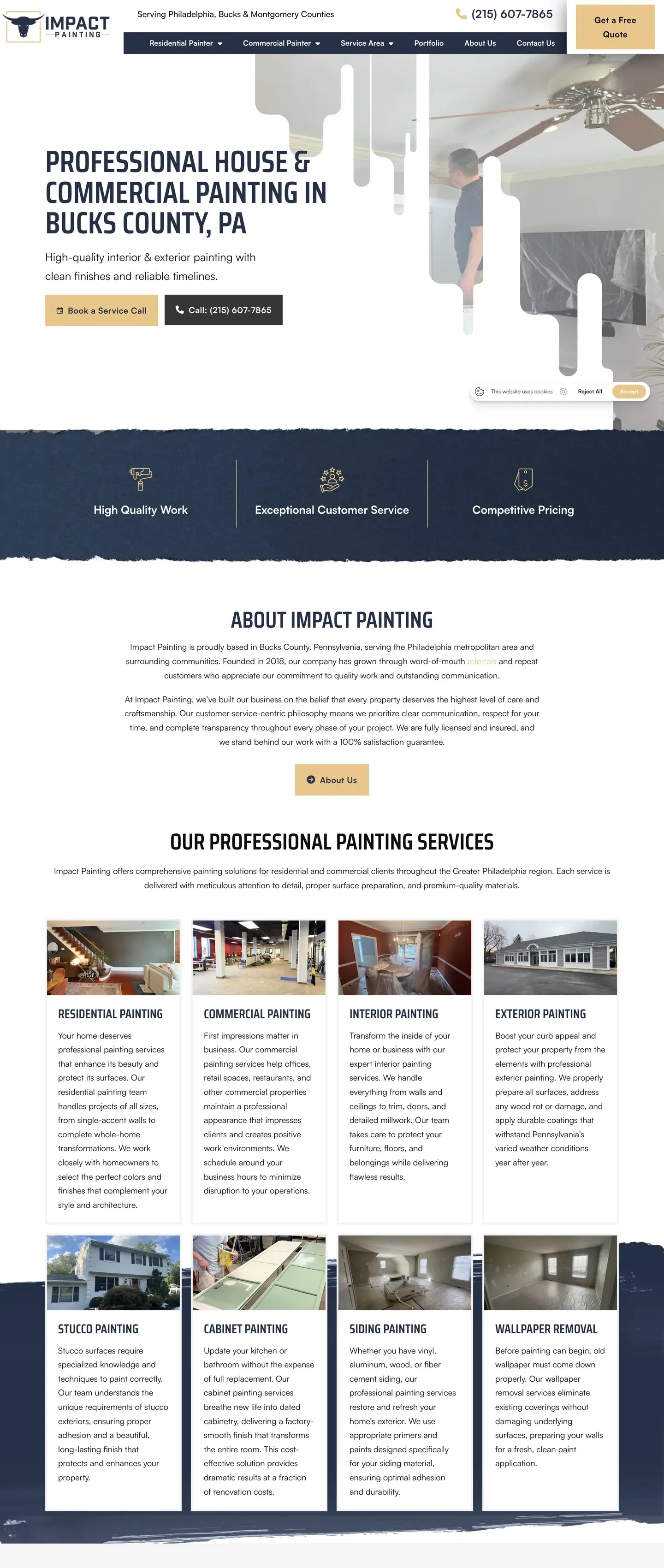 The Impact Painting website on a desktop screen