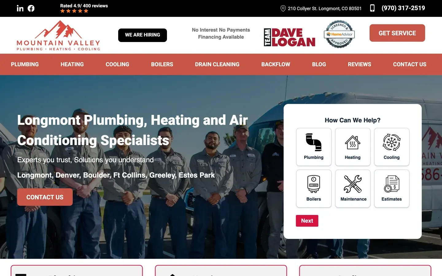The Mountain Valley Plumbing, Heating & Cooling website as it was, archived March 12, 2026