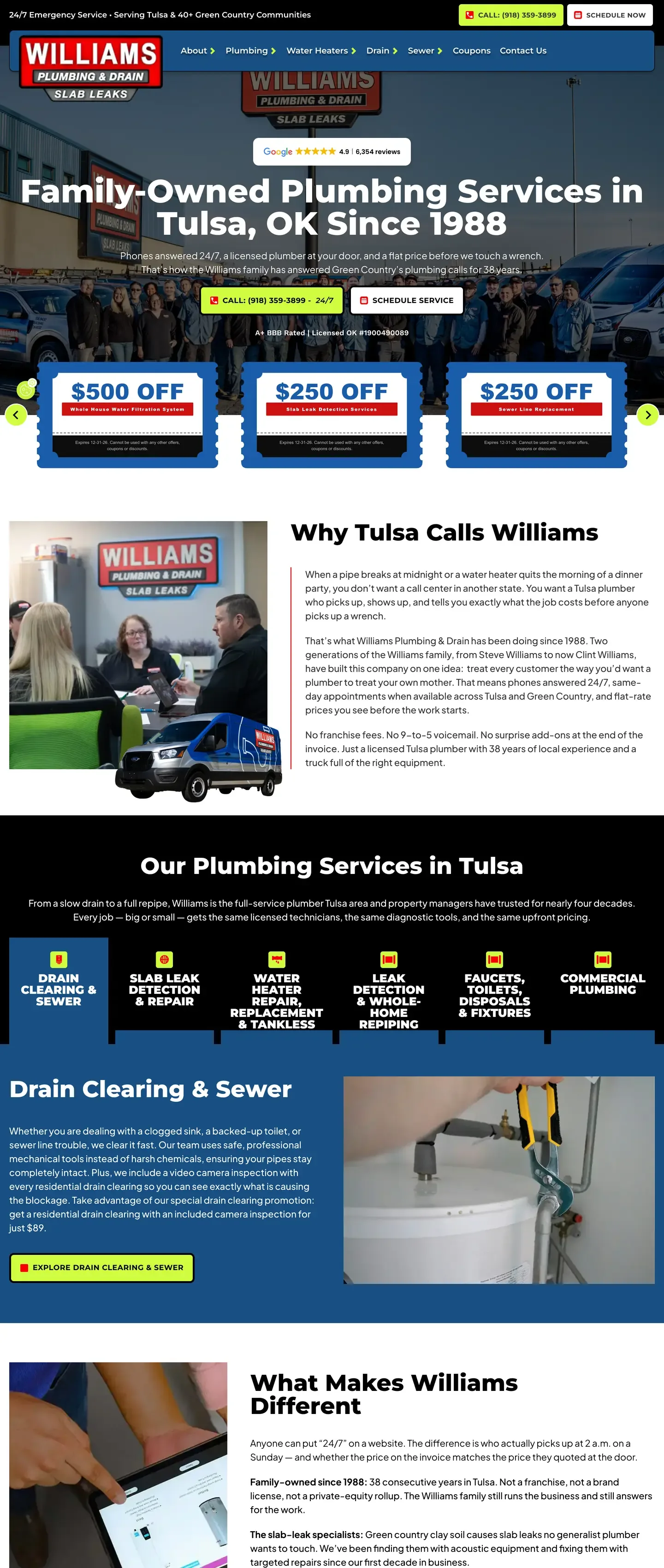 Williams Plumbing & Drain website design